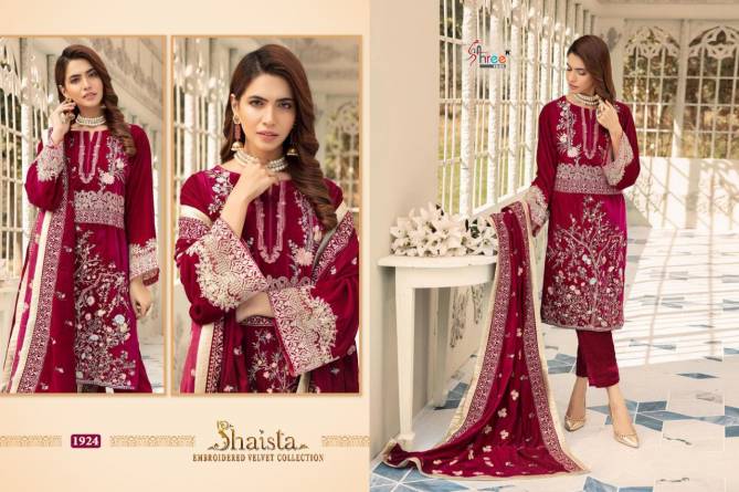 Shree Shaista Embroidered Velvet Festive Wear Pakistani Salwar Kameez Collection